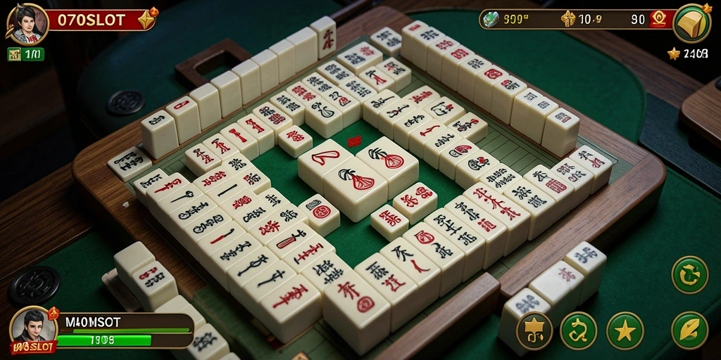 Tampilan gameplay menarik dan seru dari 070SLOT, menampilkan aksi Mahjong.