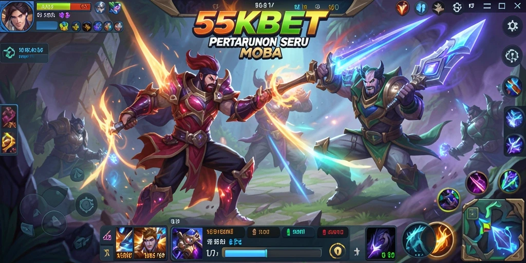 Screenshot gameplay 55KBET menunjukkan aksi pertarungan intens.