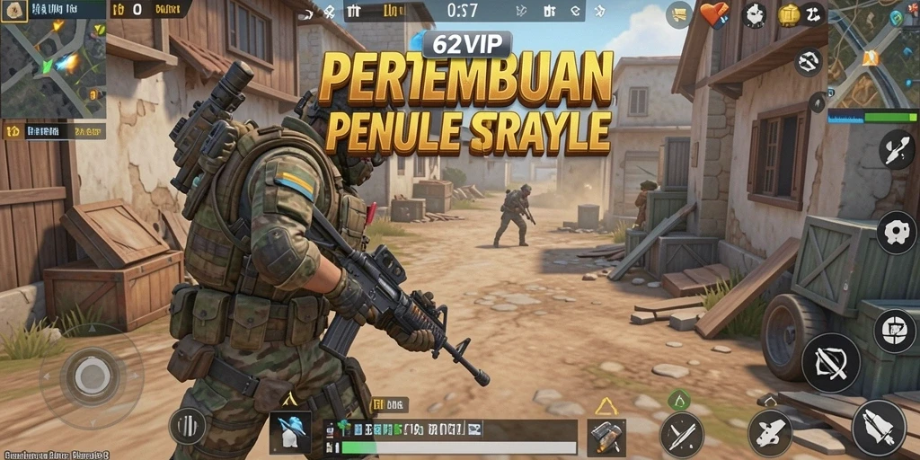 Screenshot utama gameplay Battle Royale 62VIP yang penuh aksi.