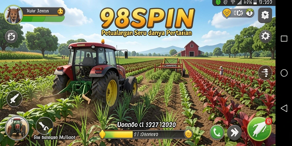 Screenshot gameplay 98SPIN menunjukkan keseruan bercocok tanam.