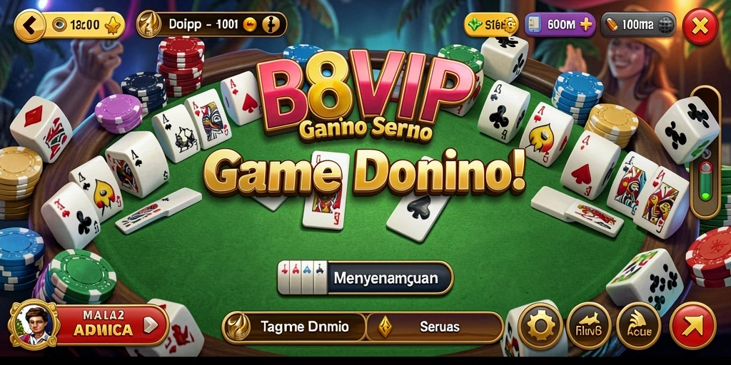 Screenshot utama B8VIP menampilkan gameplay seru Domino.