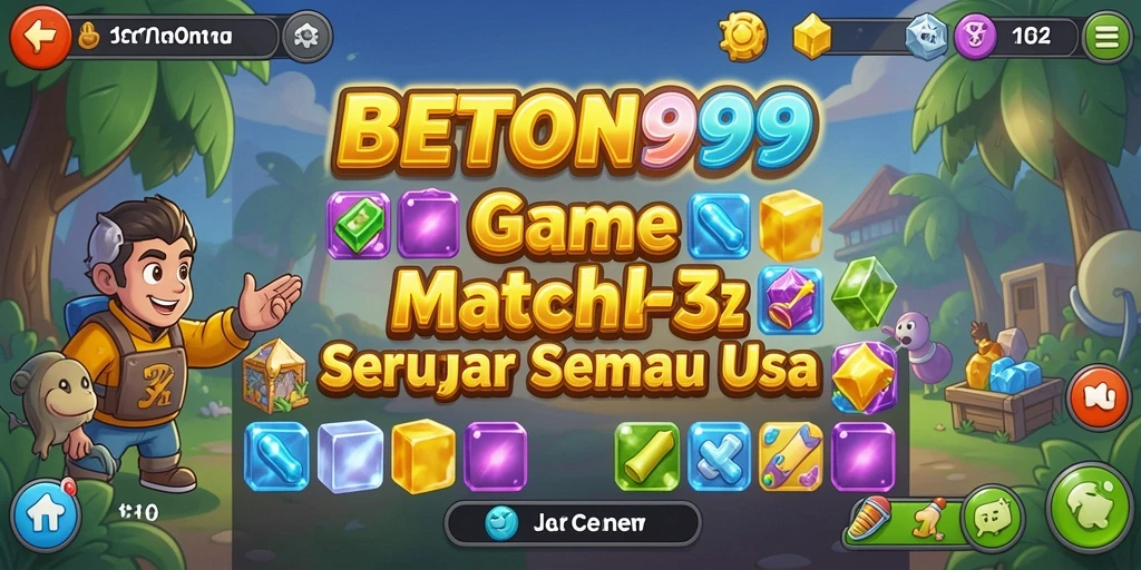 Screenshot gameplay BETON999 menampilkan momen seru saat mencocokkan item Match-3.