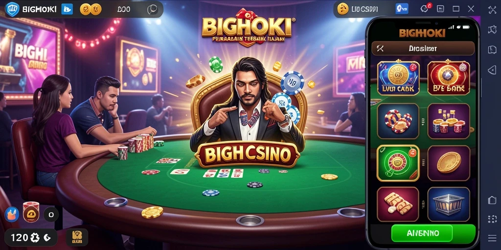Screenshot gameplay BIGHOKI menampilkan suasana kasino yang nyata.