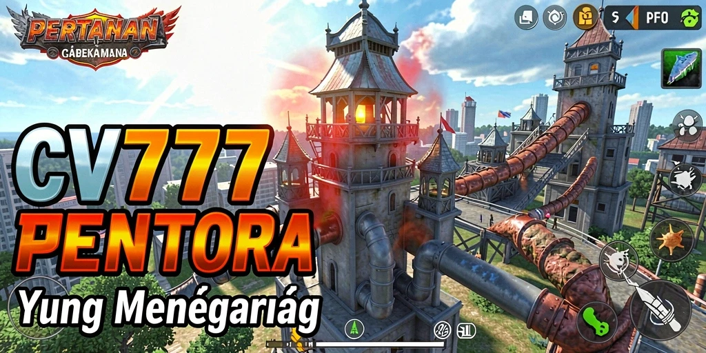 Tampilan gameplay CV777 yang intens dalam pertahanan menara.