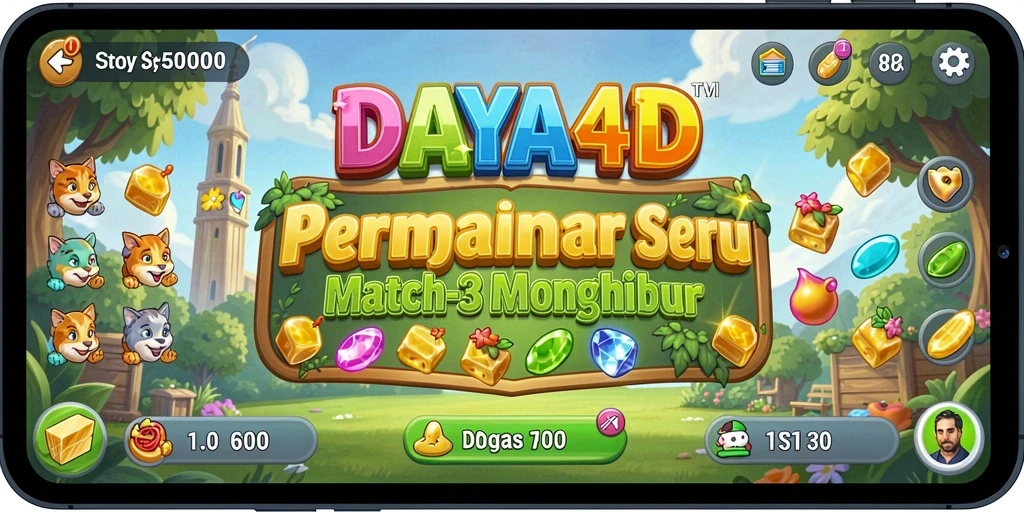 Tampilan gameplay <strong>DAYA4D</strong> dengan elemen seru Match-3.