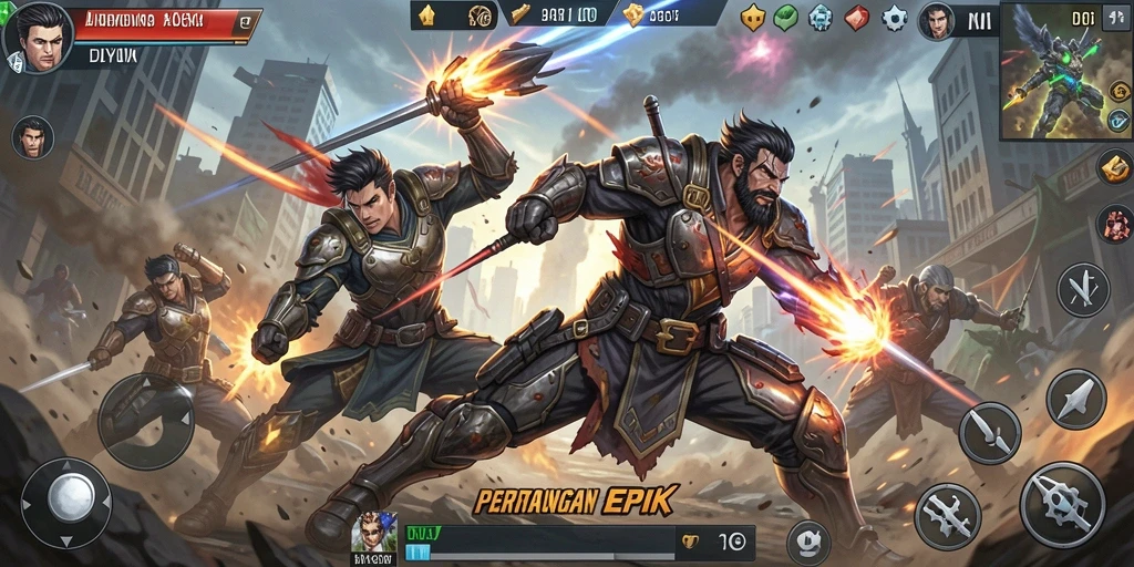 Screenshot utama DY01 menampilkan pertempuran dinamis yang mengasyikkan.