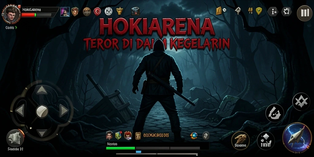 Tangkapan layar HOKIARENA menampilkan suasana menyeramkan dalam gameplay.