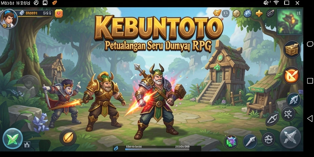 Screenshot gameplay KEBUNTOTO yang menampilkan karakter dalam pertempuran seru.