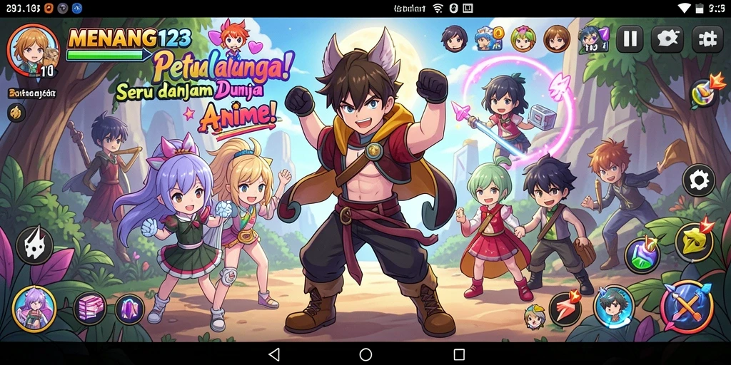 Screenshot gameplay MENANG123 menampilkan karakter anime dalam aksi seru.