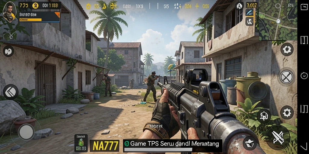 Tangkapan layar gameplay NA777 yang menunjukkan aksi menegangkan dalam permainan TPS.