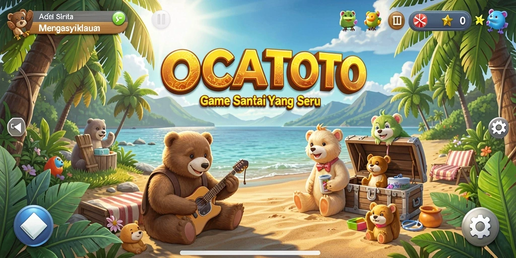 Screenshot gameplay OCATOTO menampilkan karakter lucu dalam aksi.