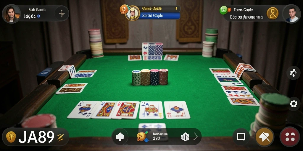 Screenshot OJA89 menunjukkan gameplay Gaple yang menarik dan interaktif.