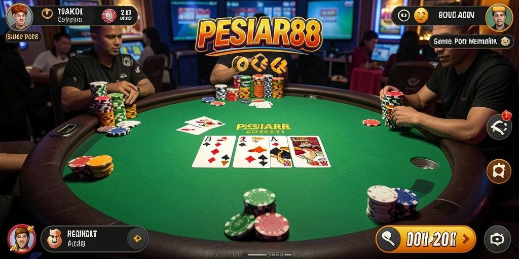 Tampilan gameplay poker PESIAR88 yang menarik dan profesional.