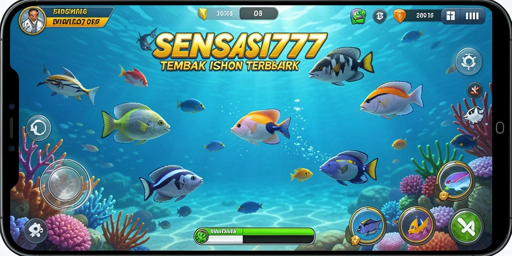 Tampilkan gameplay menarik dari SENSASI777 saat menembak ikan.