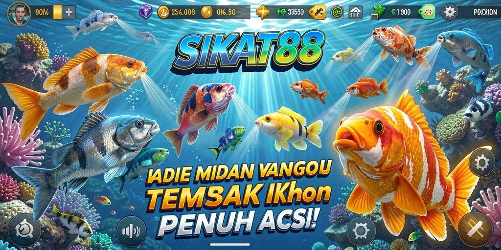 Tampilan gameplay seru dari SIKAT88 saat menembak ikan.