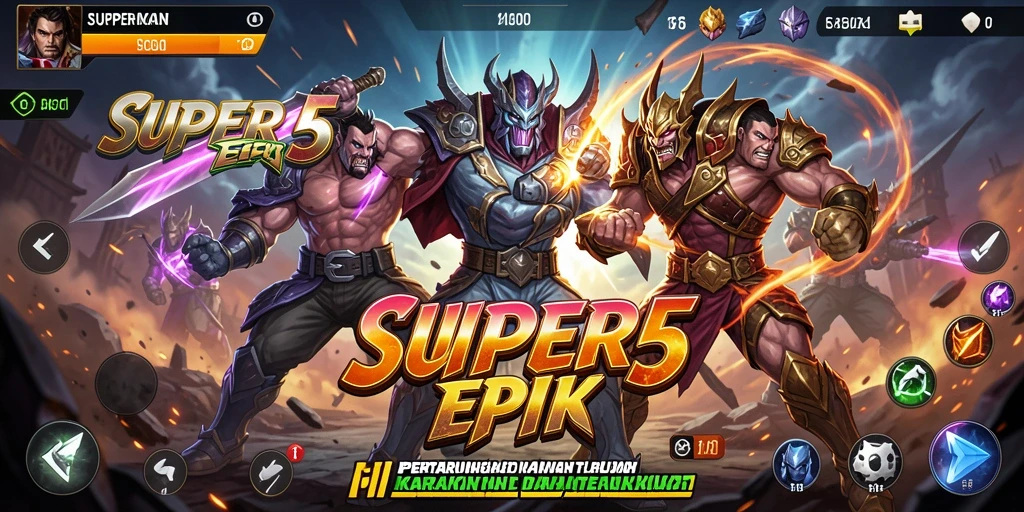 Screenshot menampilkan aksi pertarungan seru antara karakter dalam SUPER5.