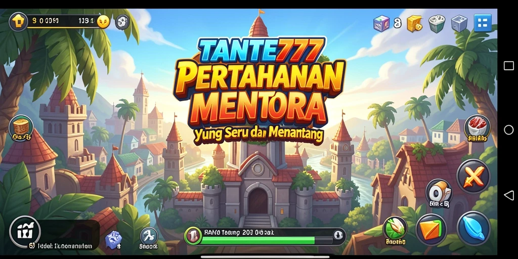 Tampilan gameplay menawan TANTE777 di Tower Defense yang mendebarkan.