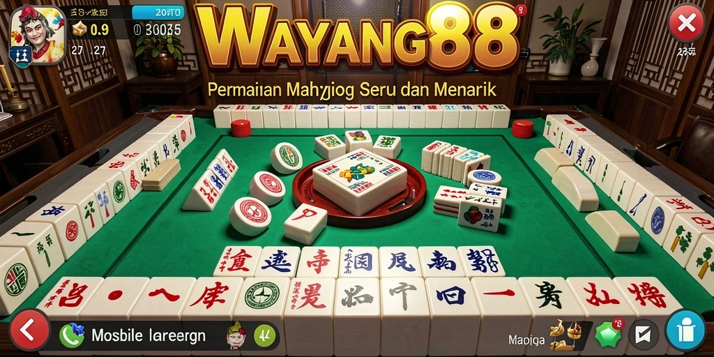 Screenshot WAYANG88 menunjukkan gameplay Mahjong yang mendebarkan dan menantang.